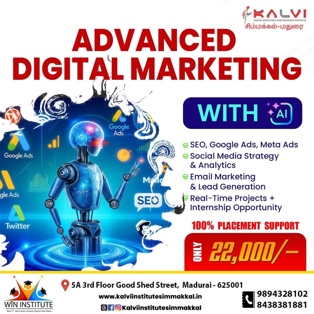 Kalvi Institute Simmakkal Digital Marketing course poster